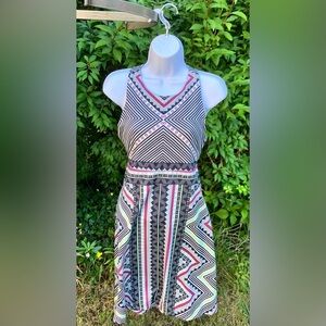 EUC PRANA Outdoor Sports Active Dress Build In Bra Abstract Aztec Pattern XS